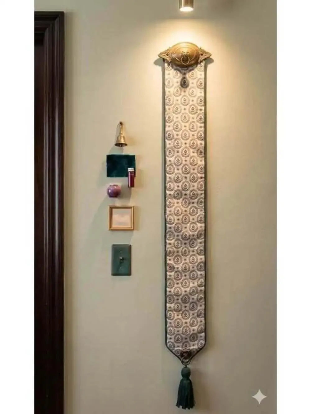 Tapestry Bell Pull w/ Brass Lions head Tapestry Bell Pull Brass Hardware